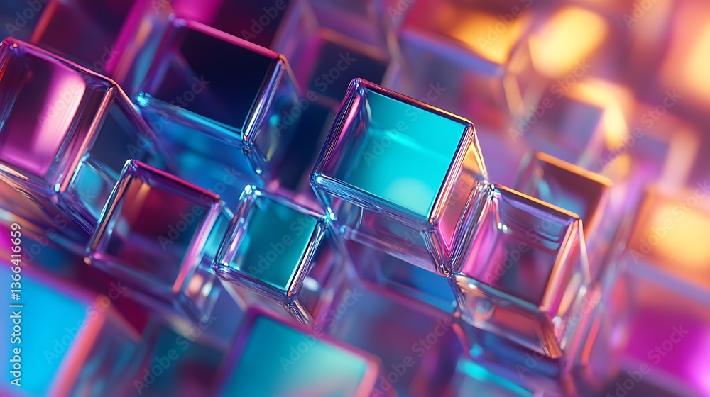 Abstract cubes seamlessly transforming into a dynamic, flowing liquid gradient pattern Abstract cubes seamlessly transforming into a dynamic, flowing liquid gradient pattern