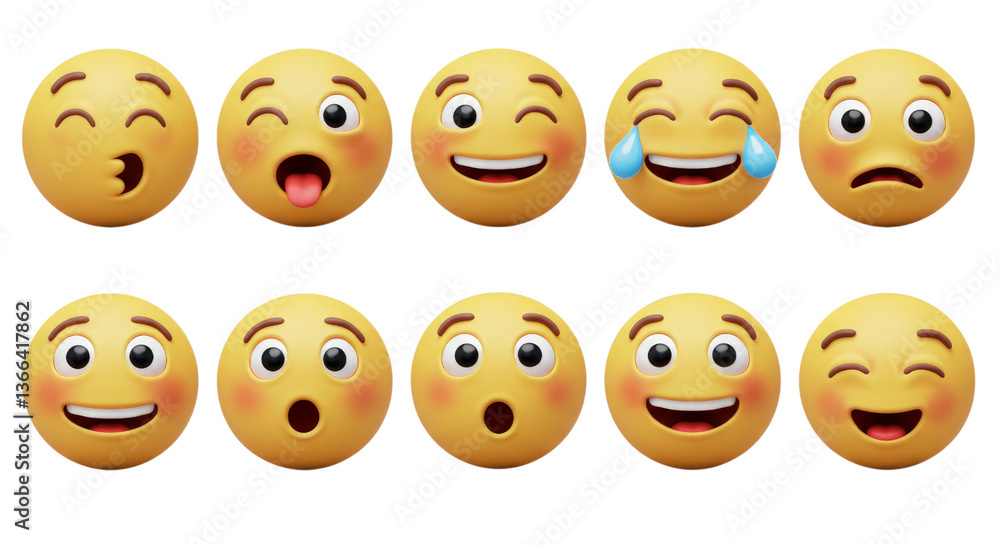 Fototapeta premium Cartoon faces various expressions