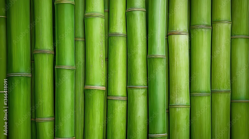 Green Bamboo Stalks Arranged in a Natural Style Green Bamboo Stalks Arranged in a Natural Style