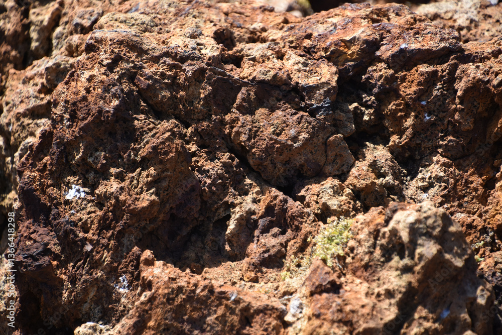 Rugged Red Textured Lava Rock with Iron Sediment Rugged Red Textured Lava Rock with Iron Sediment
