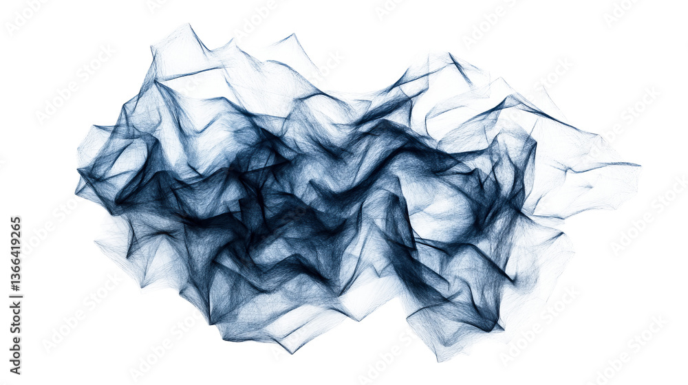 Obraz premium Abstract blue net illustration art on black background, cut out transparent