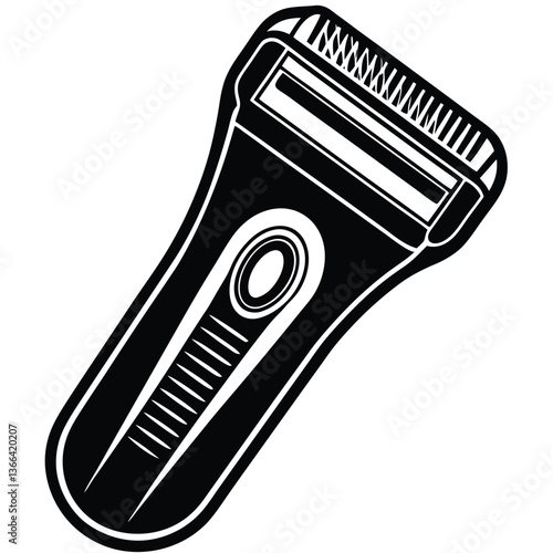 Electric shaver isolated on white background with digital technology and USB plug