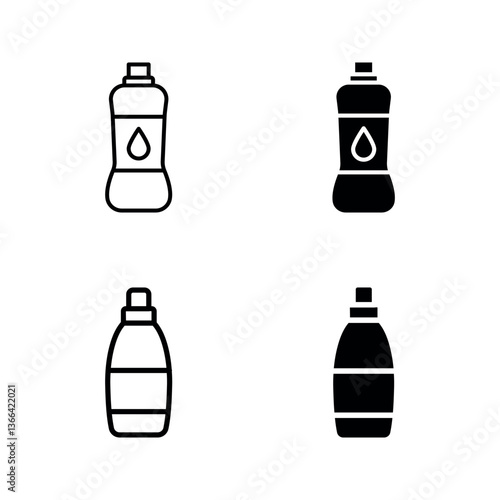 Bleach bottle icon set color editable