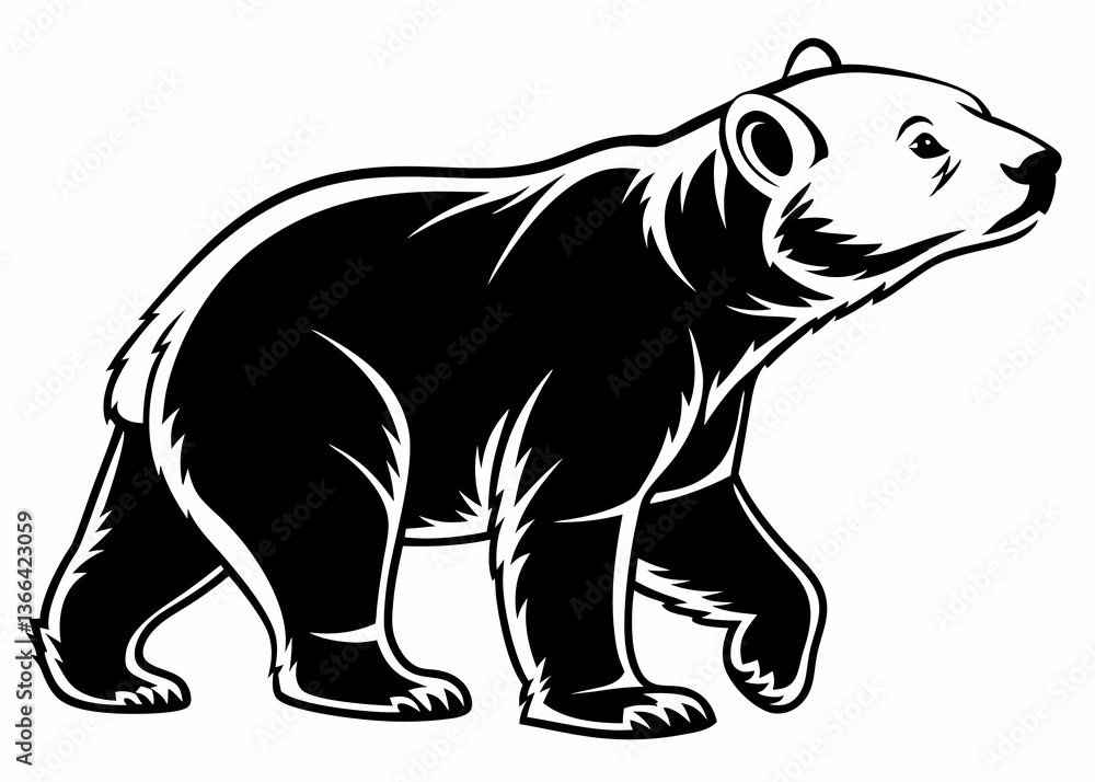 Fototapeta premium Wild bear vector artwork bold forest animal walking pose natural predator silhouette illustration