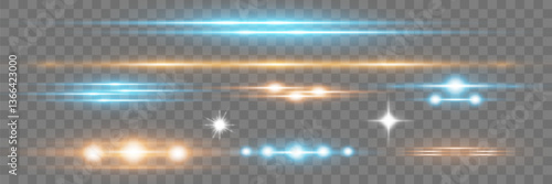 Neon lines. Speed ​​of light. Red-blue lines of speed and light. Vector.