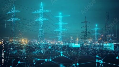 An AI powered system improving energy grid optimization by analyzing usage patterns, energy production data, and demand forecasts to ensure efficient and reliable power distribution