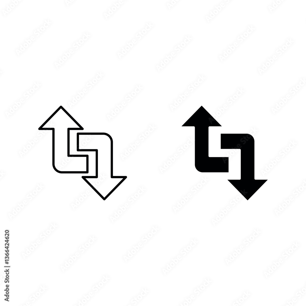 Change arrows vector icon set. Change arrows sign color editable Change arrows vector icon set. Change arrows sign color editable