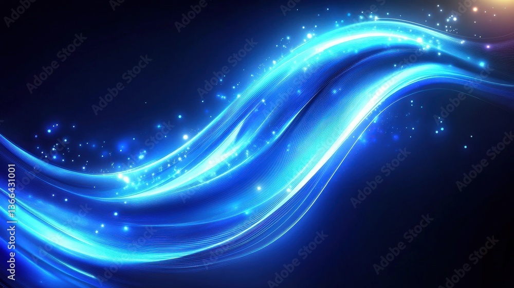 Obraz premium Abstract Blue Light Wave Design
