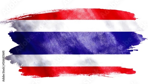 Thailand flag, isolated on a white background with copy space for text