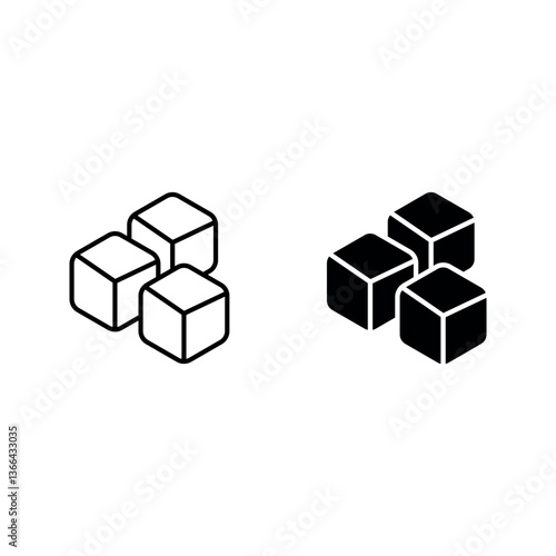 ice cubes vector icon set color editable