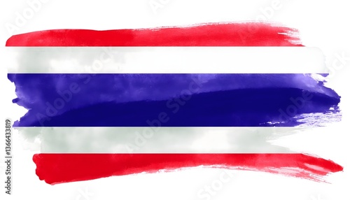 Thailand flag, isolated on a white background with copy space for text
