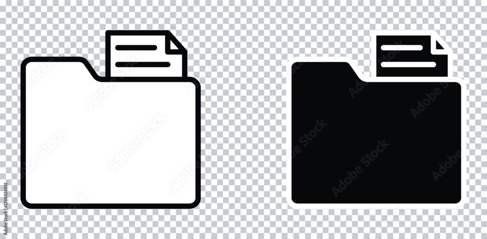 Folder Icon with Document – Outline and Filled Style PNG. Folder Icon with Document – Outline and Filled Style PNG.