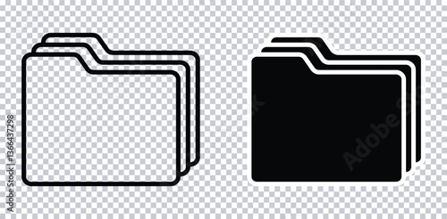 Folder Icon Set Vector - Modern File Organization Symbols for UI/UX & Web Design - Flat Document Collection Illustration.