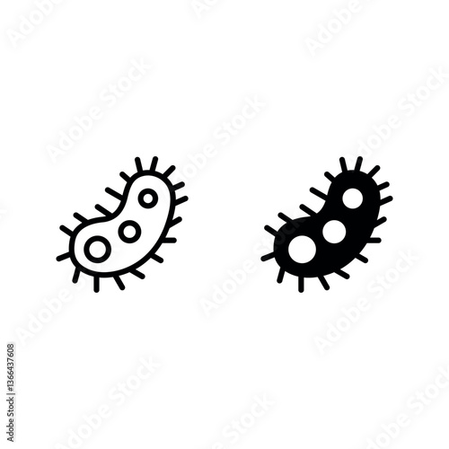 virus and bacteria icon set color editable