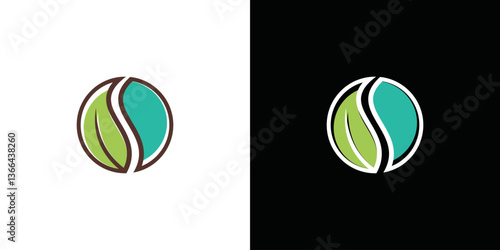 simple leaf and water logo vector