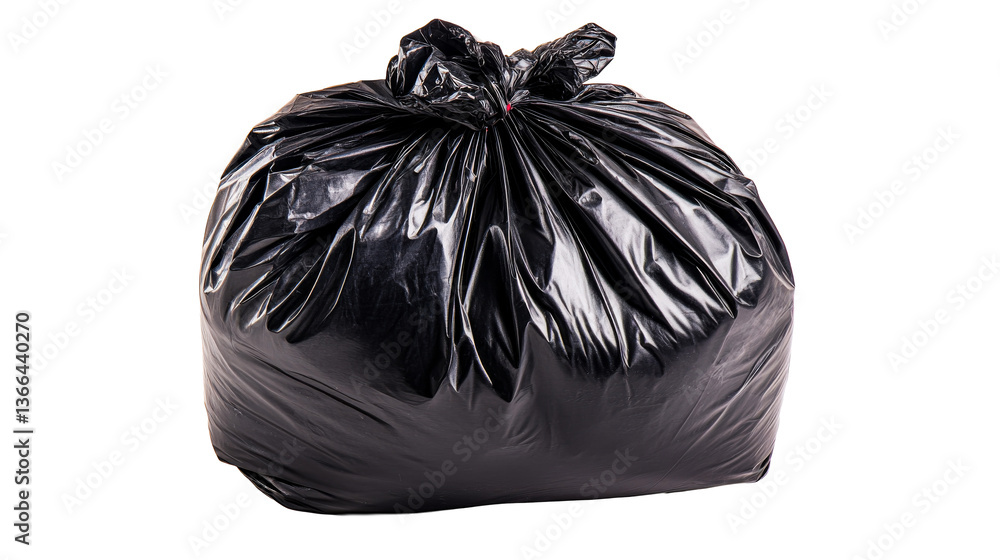 Black garbage bag isolated on black background, cut out transparent Black garbage bag isolated on black background, cut out transparent