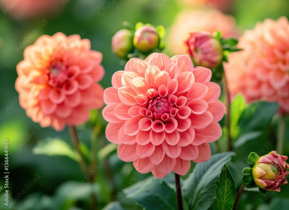 Beautiful pink dahlia flowers blooming in garden Beautiful pink dahlia flowers blooming in garden