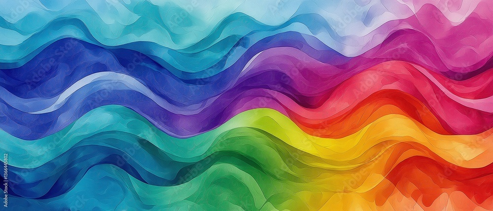 Fototapeta premium Vibrant abstract wavy lines in multicolor spectrum illustration