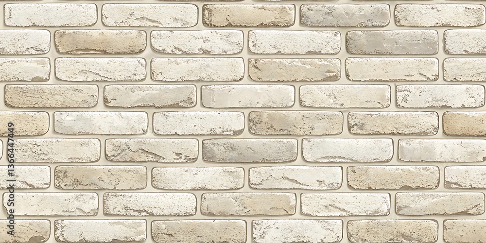 Fototapeta premium Seamless Pattern of Distressed White Brick Wall Texture