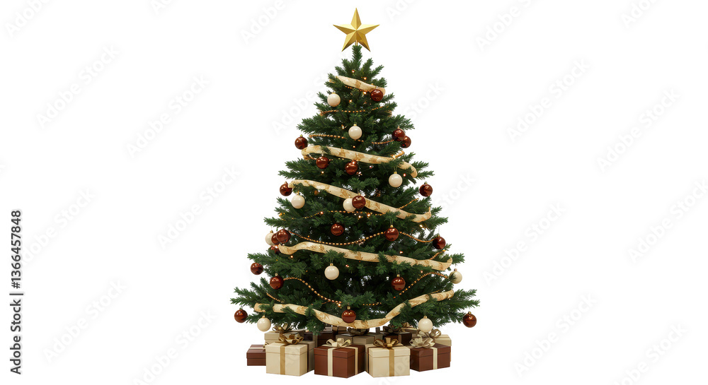 Fototapeta premium Isolated Decorated Christmas Tree