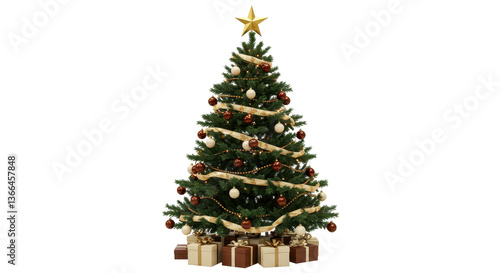 Isolated Decorated Christmas Tree