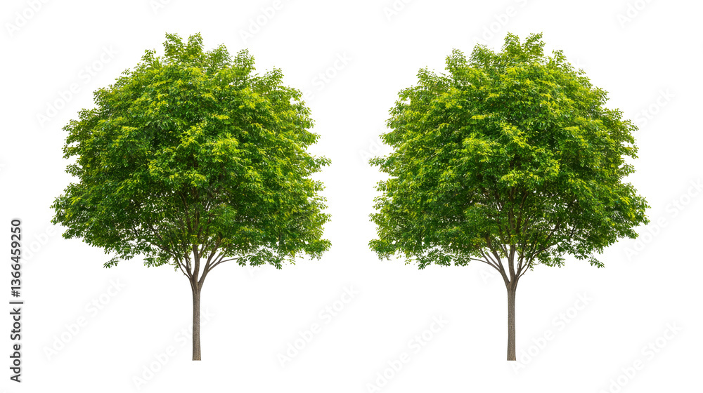 Two lush green trees, isolated against black background, cut out transparent Two lush green trees, isolated against black background, cut out transparent