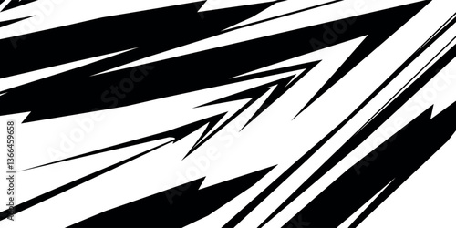 Abstract black and white background with spikes and zigzag line pattern