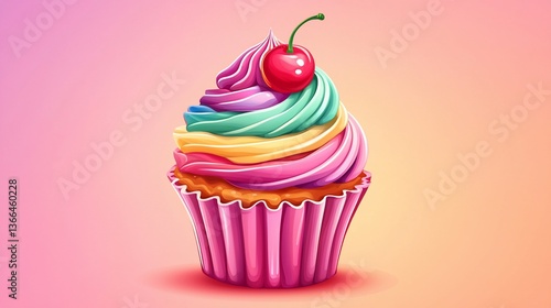 Wallpaper Mural Rainbow Cupcake Illustration (2) Torontodigital.ca