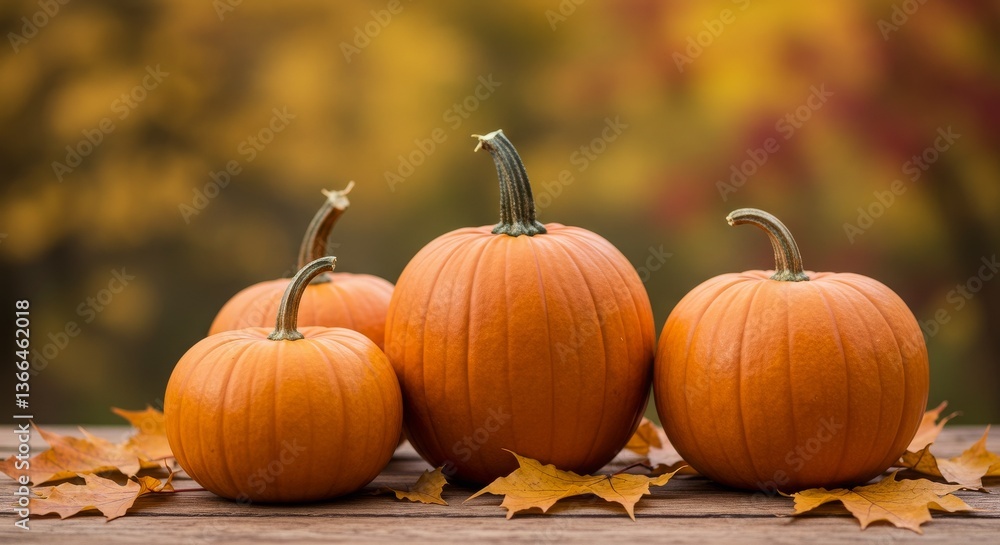 Autumn Pumpkins on Wooden Surface Autumn Pumpkins on Wooden Surface