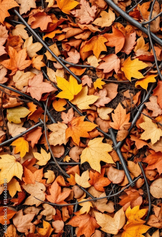 Rustic autumn leaves, twigs, and earth form a soft, textured forest floor, twigs, environment, outdoors Rustic autumn leaves, twigs, and earth form a soft, textured forest floor, twigs, environment, outdoors