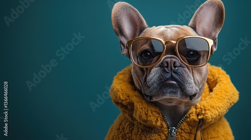 French bulldog in sunglasses studio pet photography vibrant close-up
