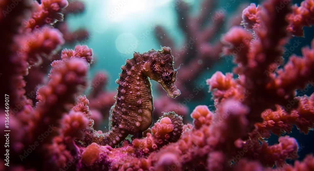 Fototapeta premium Seahorse in Coral Reef. (1)