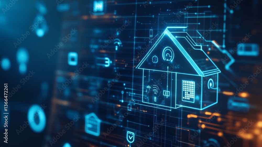 Fototapeta premium An AI powered system optimizing energy consumption by analyzing power usage patterns, weather forecasts, and grid data to reduce waste and improve efficiency