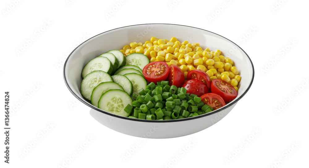 Isolated Bowl with Corn, Cucumber, and Tomato Salad Isolated Bowl with Corn, Cucumber, and Tomato Salad