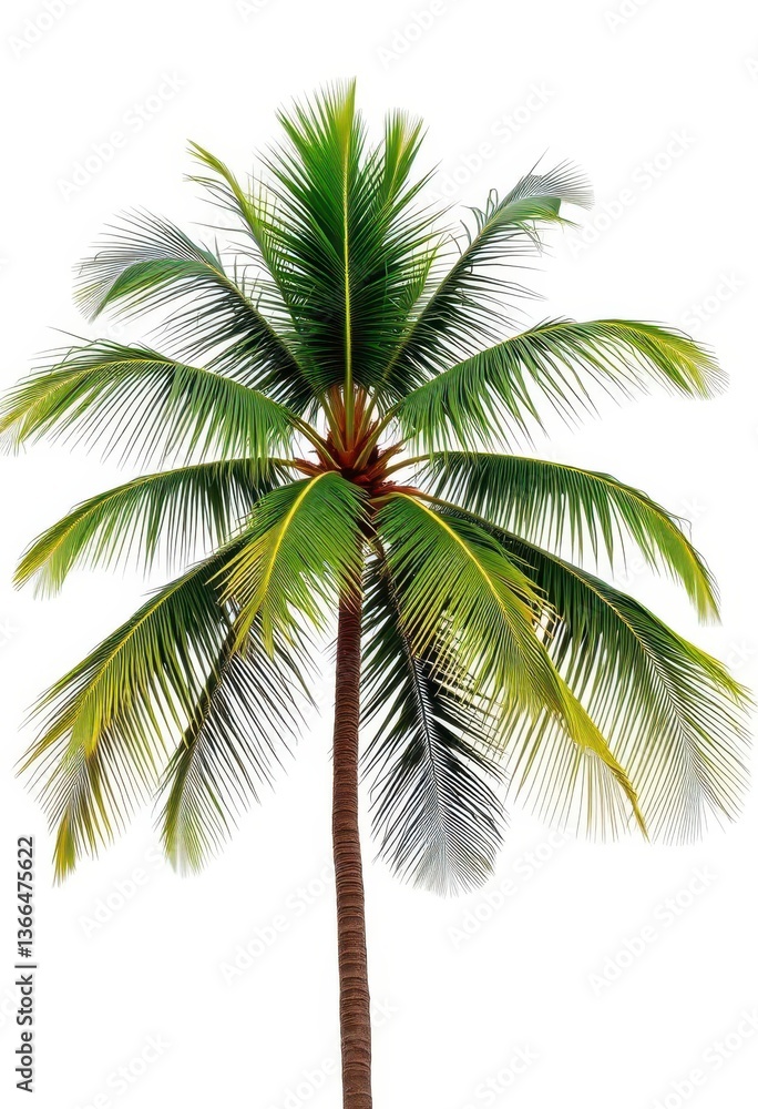 Obraz premium Single majestic palm tree, isolated against pure white backdrop, white background, elegant