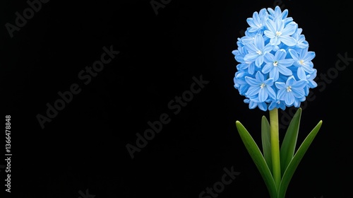 Stunning Light Blue Hyacinth on Black Background