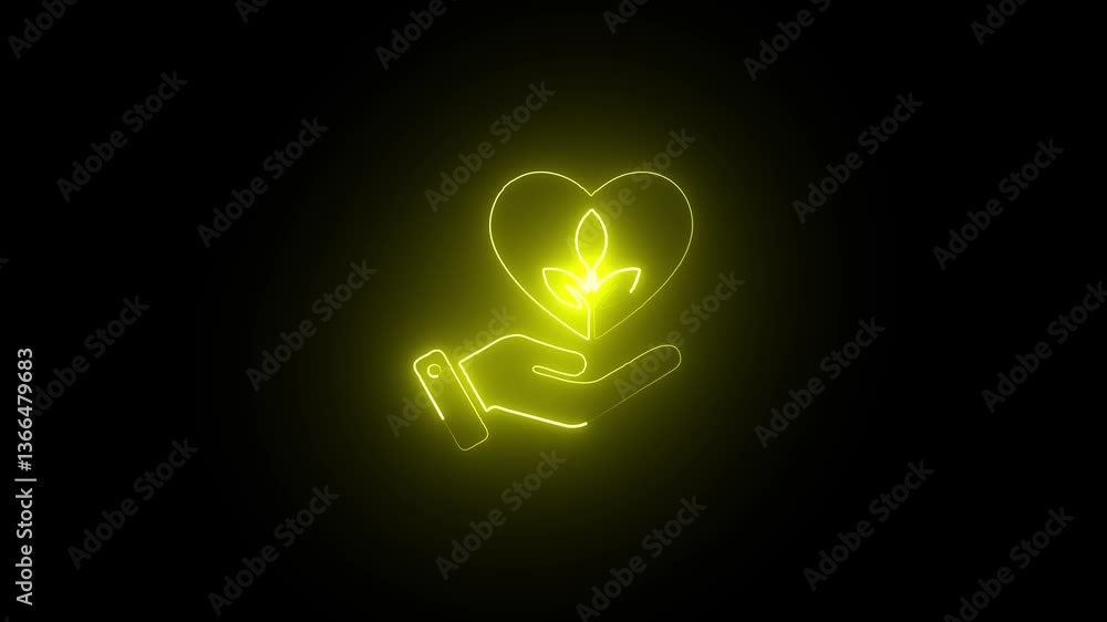 Glowing neon line Heart in hand icon isolated on black background. Hand giving love symbol. Valentines day symbol. Glowing neon line Heart in hand icon isolated on black background. Hand giving love symbol. Valentines day symbol.