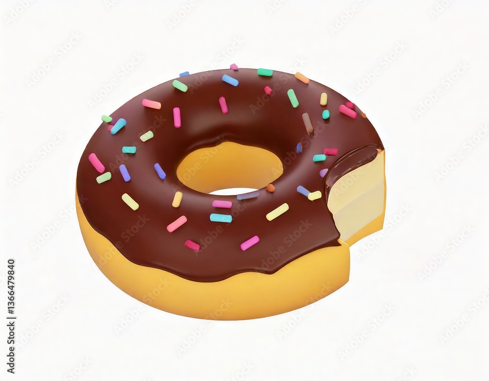 Chocolate Glazed Donut with Sprinkles: A Delightful 3D Render Chocolate Glazed Donut with Sprinkles: A Delightful 3D Render
