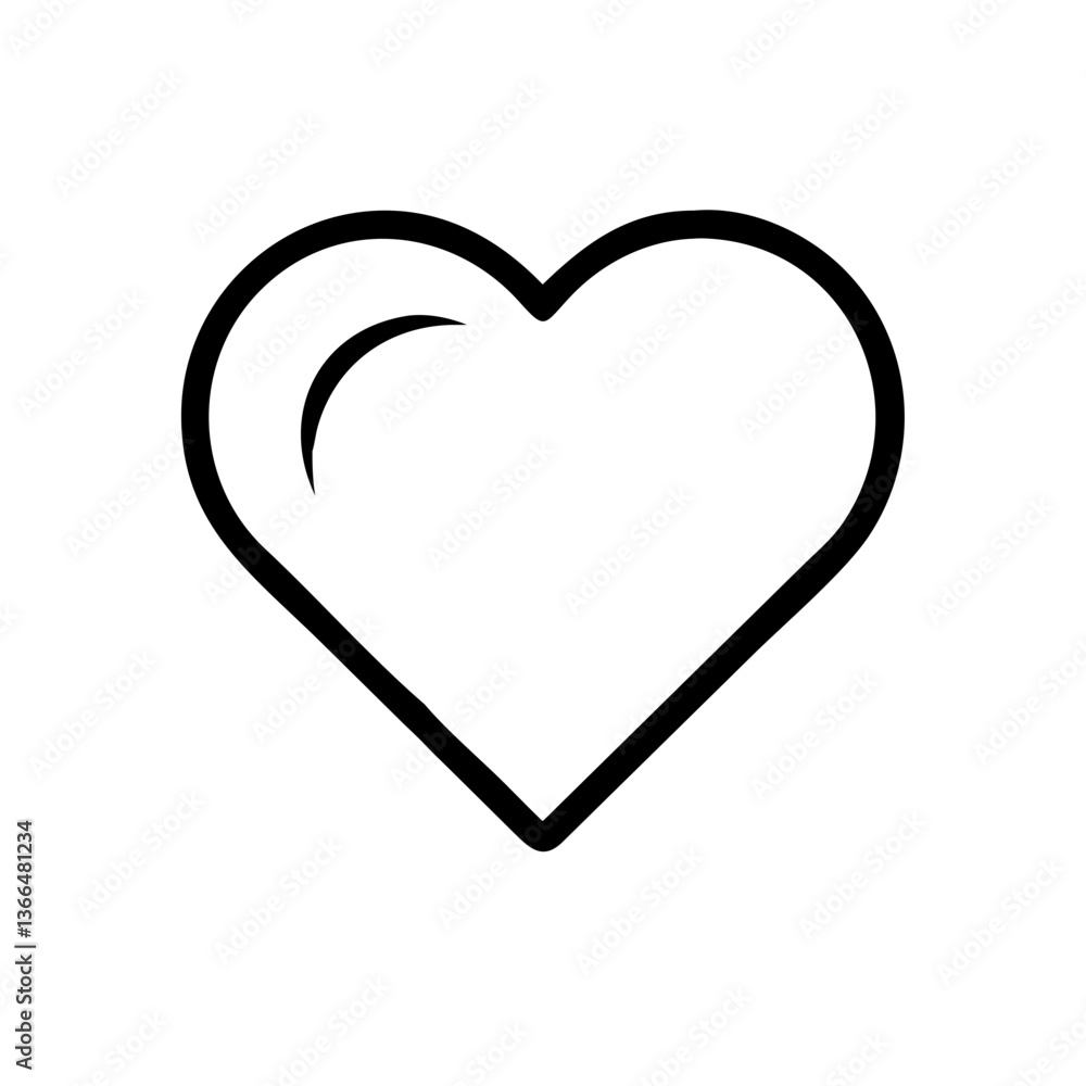 A bold, simple heart icon representing love, affection, and connection with a clean, minimalist black line art style. A bold, simple heart icon representing love, affection, and connection with a clean, minimalist black line art style.