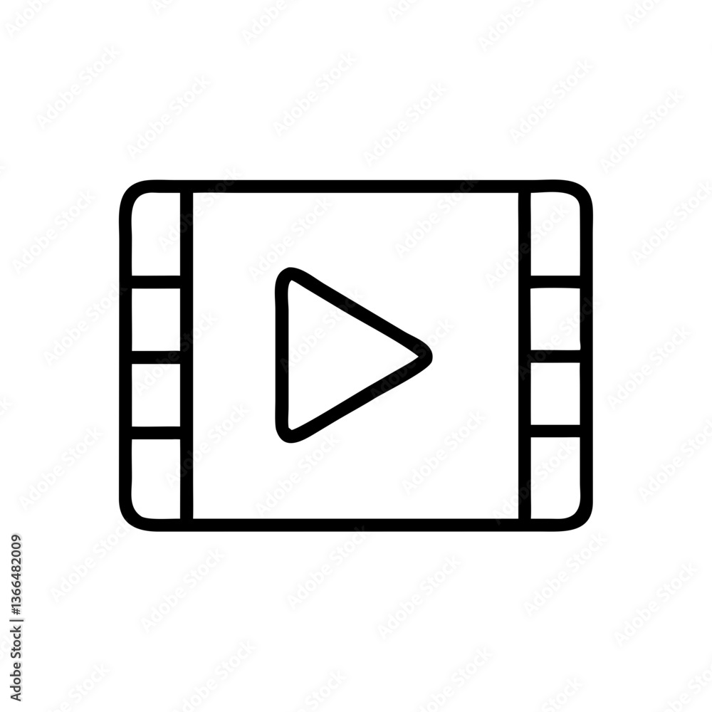 Press play and begin your cinematic journey a bold graphic icon with a simple yet striking play button within a classic film reel design. Press play and begin your cinematic journey a bold graphic icon with a simple yet striking play button within a classic film reel design.