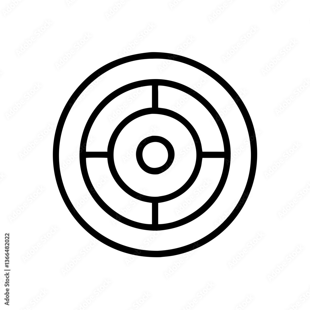Reaching the Center: A journey of focus and precision, depicted in bold concentric circles and sharp lines. Reaching the Center: A journey of focus and precision, depicted in bold concentric circles and sharp lines.