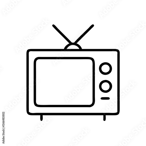 A nostalgic vintage television set, a symbol of simpler times and family entertainment, with a bold black outline on a clean white background.