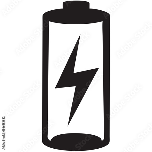 A powerful battery symbol, radiating energy and signifying full charge, in bold black and white.