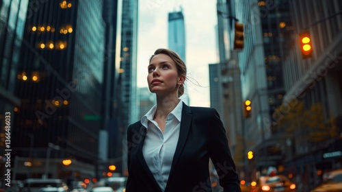 Wallpaper Mural Woman in suit on street with buildings Torontodigital.ca