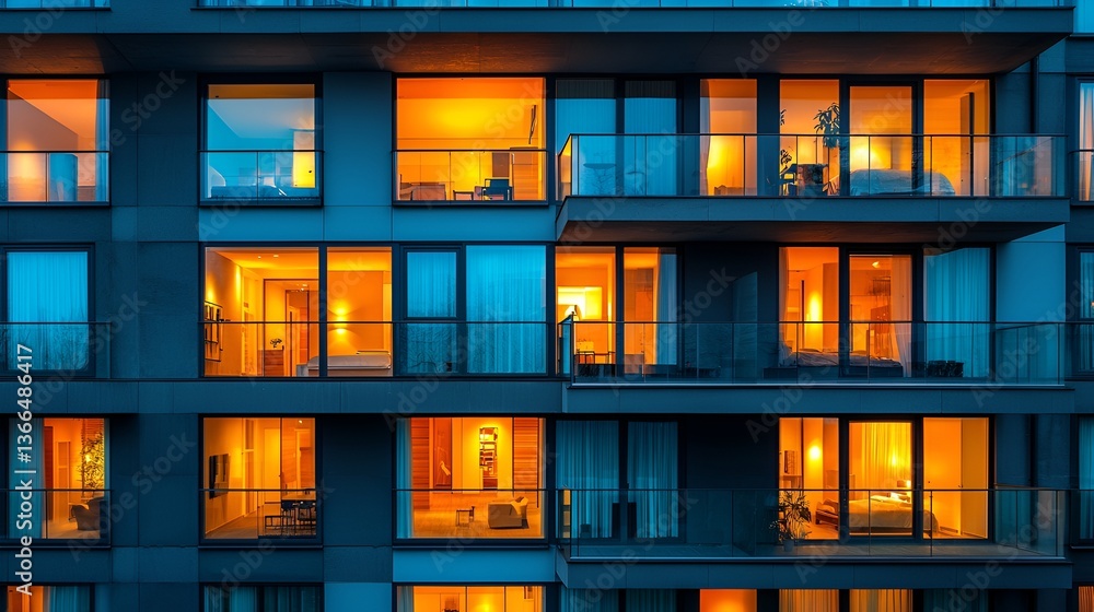 Illuminated apartment building at night Illuminated apartment building at night