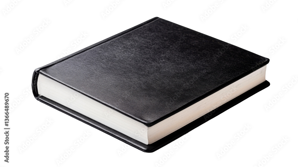 Closed black book with blank pages on black background, cut out transparent Closed black book with blank pages on black background, cut out transparent
