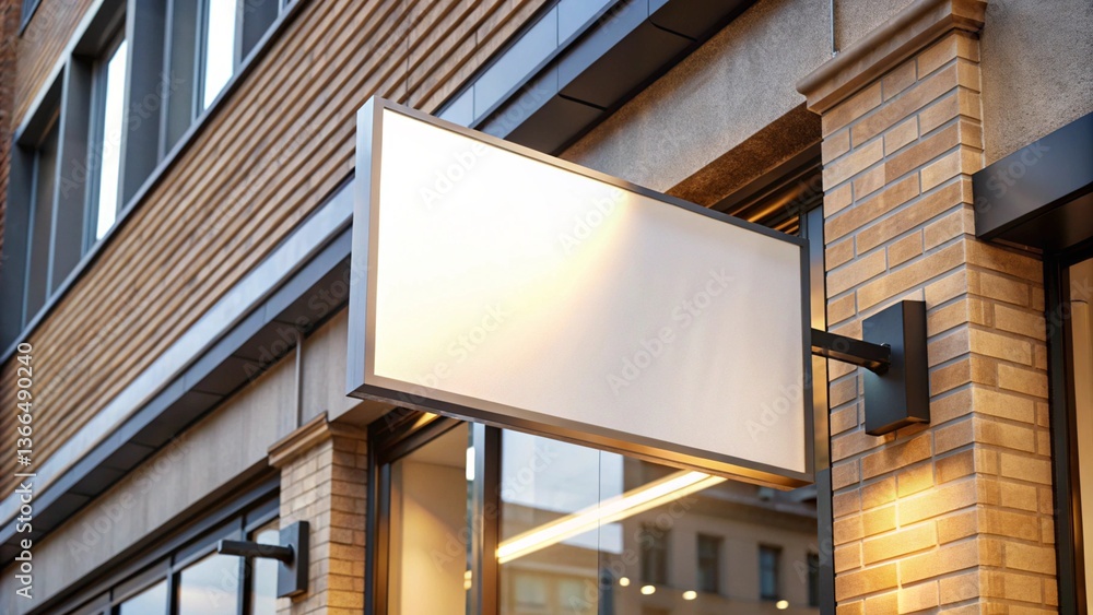 Fototapeta premium Modern office building with blank billboard on street and building in urban cityscape