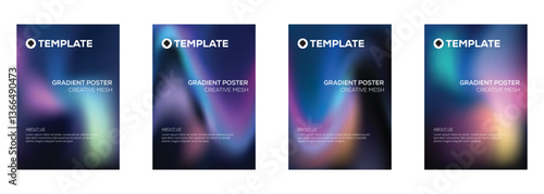 Gradient Poster Templates Creative Mesh Design Set