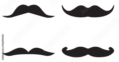moustache silhouette. mustache pack collection in flat design. set of mustaches