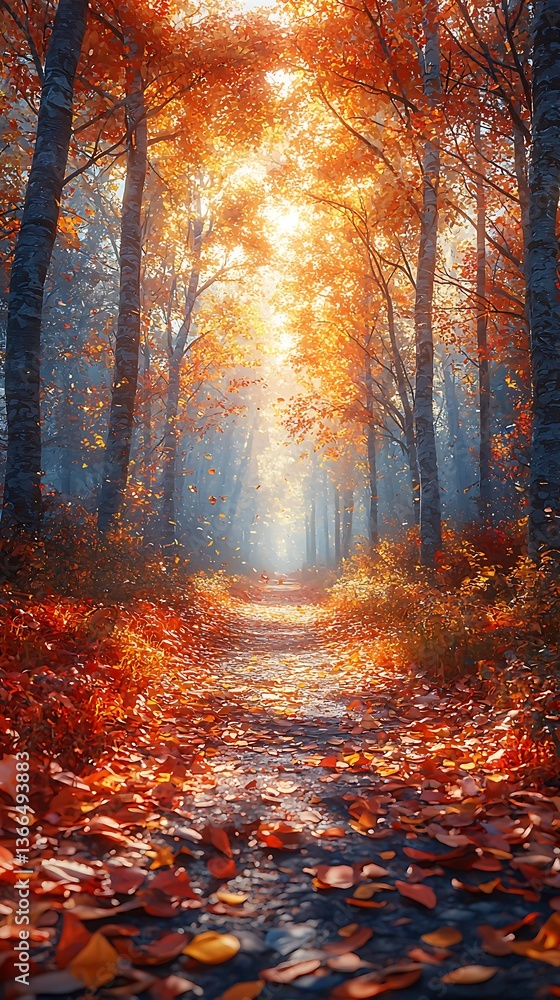 Crisp fall evening in glowing forest high resolution photo Crisp fall evening in glowing forest high resolution photo